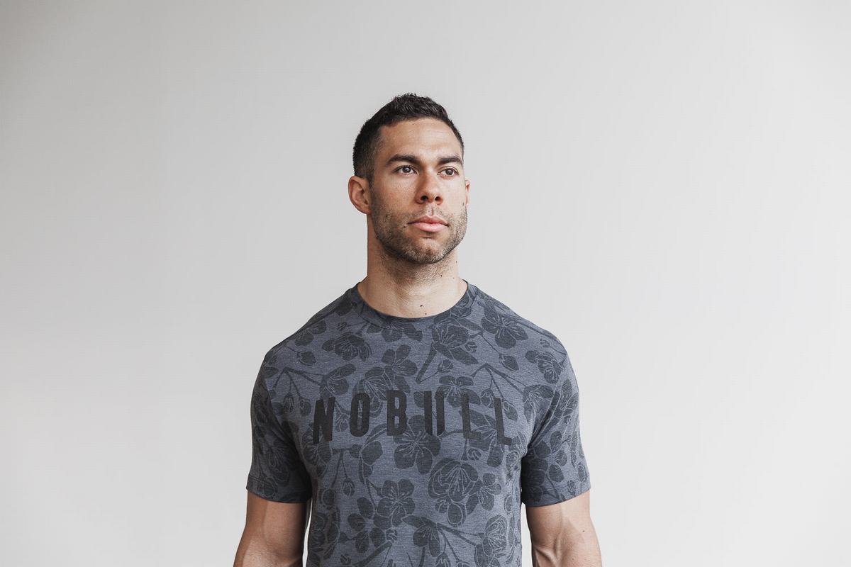 Nobull Men's T Shirts Grey Pink | Australia (XH5869)